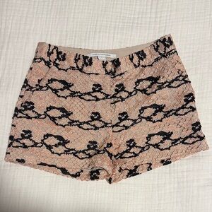 Diane von Furstenberg lace shorts in a pink and black floral pattern